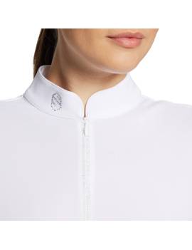 detalles Polo de concurso blanco manga larga mujer samshield aloise