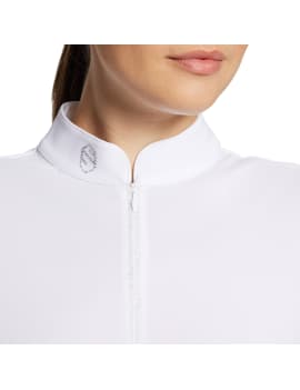 detalles Polo de concurso blanco manga larga mujer samshield aloise