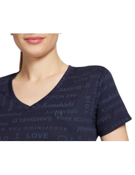 cuello camiseta manga corta equitación samshield modelo auxane azul marino