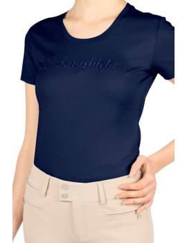 Camiseta equitación mujer manga corta SAMSHIELD azul marino