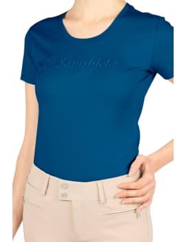 Camiseta equitación mujer manga corta SAMSHIELD agua marina