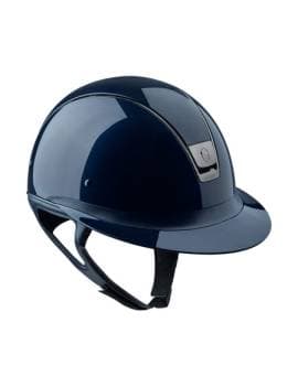 Casco equitación mujer negro brillante visera ancha samshield miss shield shadowglossy azul