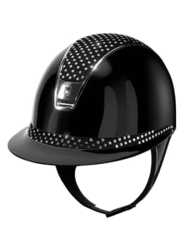 Casco equitación SAMSHIELD - MISS SHIELD 2.0 Personalizado M-55cm Sparkling glossy black ribete+blason plateado