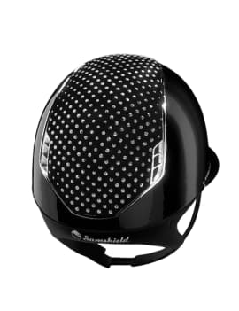 PARTE TRASERA Casco equitación SAMSHIELD - MISS SHIELD 2.0 Personalizado M-55cm Sparkling glossy black ribete+blason plateado