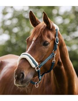 cabezada de cuadra caballo con borreguito verde waldhausen elegant