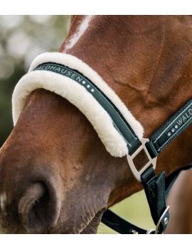 muserola cabezada de cuadra caballo con borreguito verde waldhausen elegant