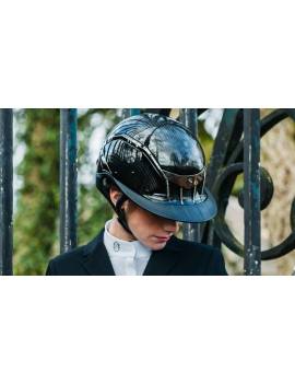 Casco equitación mujer samshield visera ancha negro brillante moderno swarovski