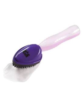 cepillo aplicador champu ducha caballo hippotonic lila