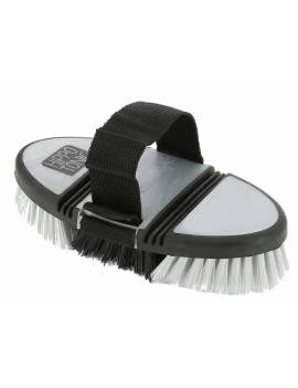 cepillo flexible limpieza cuerpo caballo hippotonic soft grip gris y negro