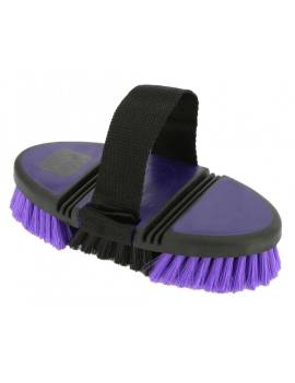 cepillo flexible limpieza cuerpo caballo hippotonic soft grip lila