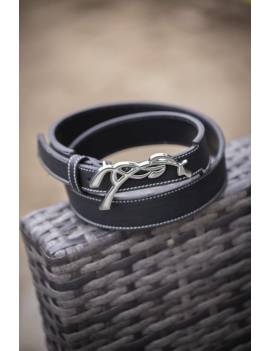 cinturón equitación mujer cuero negro logo penelope