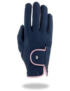 guantes de equitación roeckl azul marino y rosa modelo lona