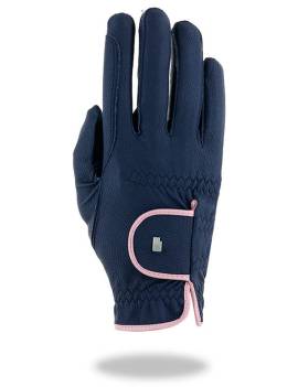 guantes de equitación roeckl azul marino y rosa modelo lona