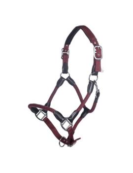 cabezada de cuadra caballo cuero y cuerda granate hkm carlota