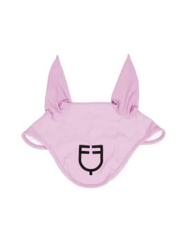 orejeras caballo rosa con logo negro equestro eh09036