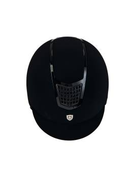 Casco de equitación terciopelo equestro negro visto desde arriba