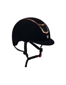 Casco de equitación terciopelo equestro negro y rosa dorado
