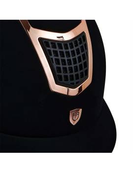 degtalles frontal Casco de equitación terciopelo equestro negro y rosa dorado