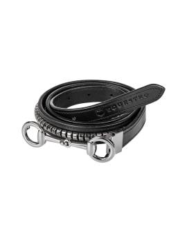 cinturón equitación clincher cuero y plateado equestro cierre filete