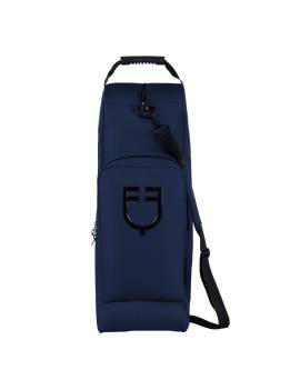 bolsa para guardar las botas y casco de equitación azul marino con logo silicona equestro visto desde delante