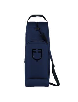 bolsa para guardar las botas y casco de equitación azul marino con logo silicona equestro visto desde delante