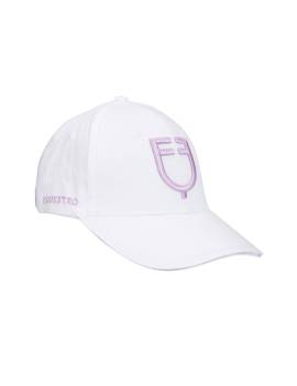 gorra equitación blanca logo lila equestro