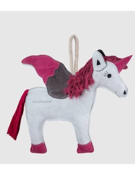 juguete para caballo en forma de unicornio rosa con botella