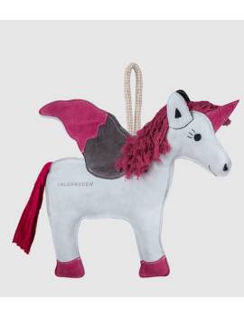 juguete para caballo en forma de unicornio rosa con botella