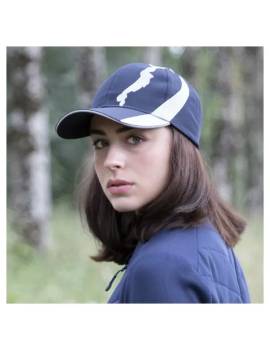 gorra equitación azul marino con cabeza de caballo bordada antares