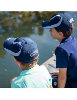 niños con gorra equitación azul marino con cabeza de caballo bordada antares