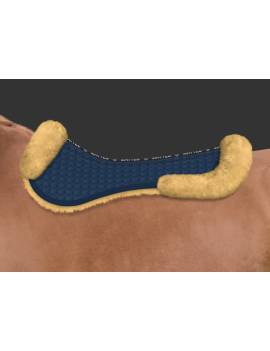 Salvacruces con borreguillo natural caballo equitación mattes azul marino y borreguito natural