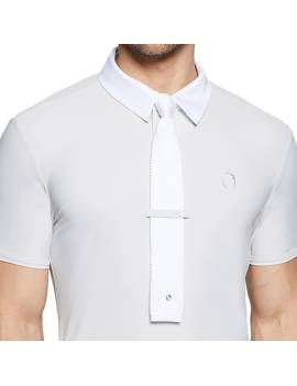 corbata blanca concurso equitacion hombre con nudo y clip samshield