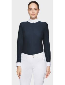 camisa de concurso equitación manga larga mujer azul marino samshield joline aline