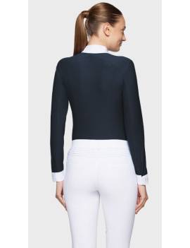 espalda camisa de concurso equitación manga larga mujer azul marino samshield joline aline