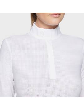 parte superior camisa de concurso equitación manga larga mujer blanca samshield joline air con agujeros