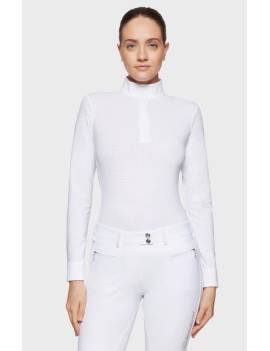 camisa de concurso equitación manga larga mujer blanca samshield joline air con agujeros