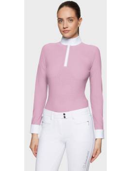camisa de concurso equitación manga larga mujer rosa samshield joline air con agujeros