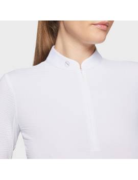 detalles superior camisa de concurso blanca manga larga mujer samshield louisella honeycomb