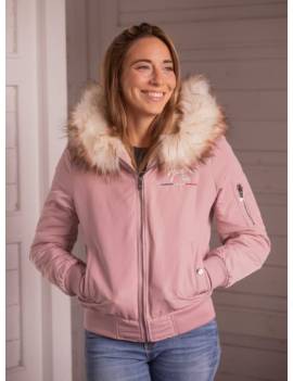 chaqueta plumón con pelo equitación mujer penelope rosa