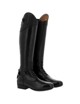botas equitación altas negras con cordones , elástico y cremallera equitheme new primera