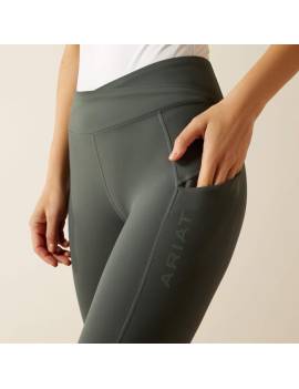 detalle bolsillo pantalón equitación tipo leggin mujer verde bolsillo movil ariat avail