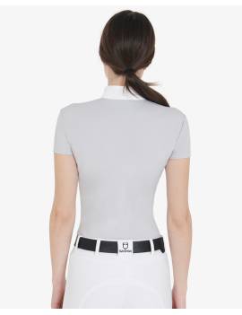 espalda polo de concurso manga corta mujer gris equestro ab00474