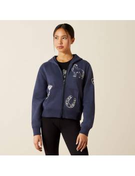 sudadera equitación niña con cremallera azul ariat spiffy full zip