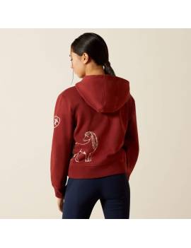 sudadera equitación niña con cremallera granate ariat spiffy full zip