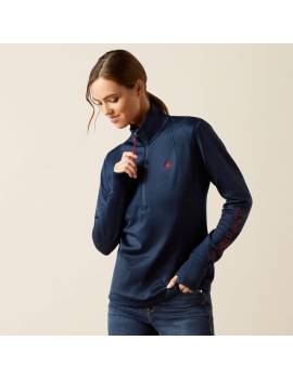 sudadera equitación mujer con cremallera azul ariat team eq