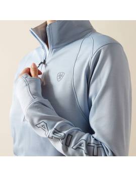 sudadera equitación mujer con cremallera azul celeste ariat team eq