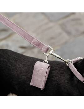 bolsa portabolsas cacas perro terciopelo kentucky horsewear rosa pastel