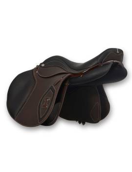montura salto equitación con puentes intercambiables ikonic elite authentic marrón oscuro logo marrón