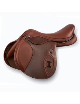montura salto equitación con puentes intercambiables ikonic elite authentic marrón  claro logo beige