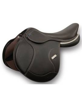Montura de salto equitación marrón ribete beige ikonic modelo light